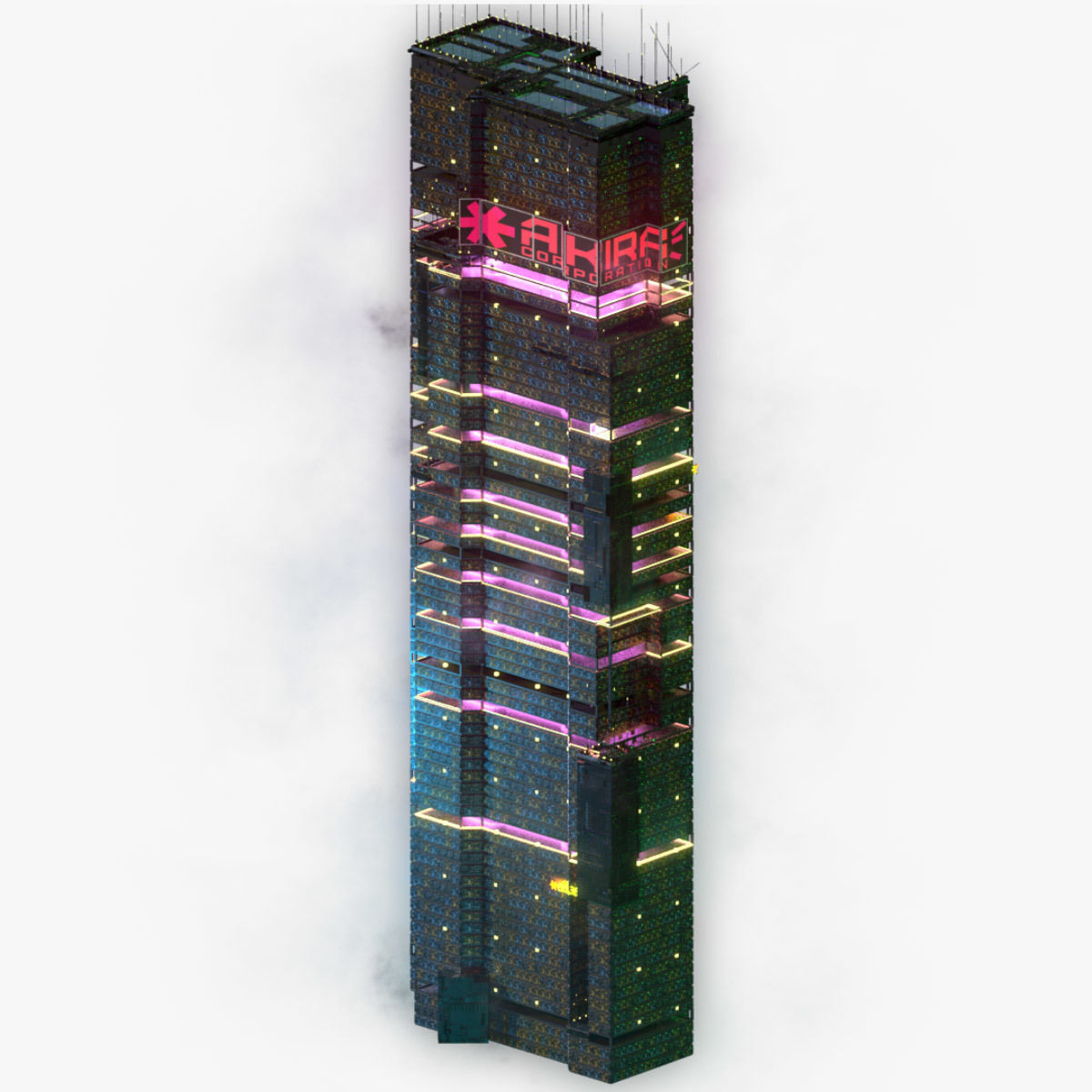 Sci-Fi Cyberpunk Futuristic City Skyscraper Building 32 3D model_5