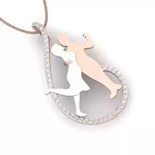 pendant 3dm render detail silver and rose gold