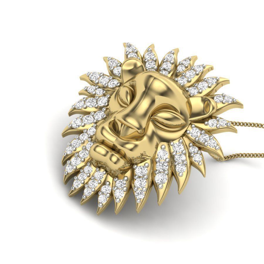 Lion Pendant 3dm render detail 3D print model 3D print model_3