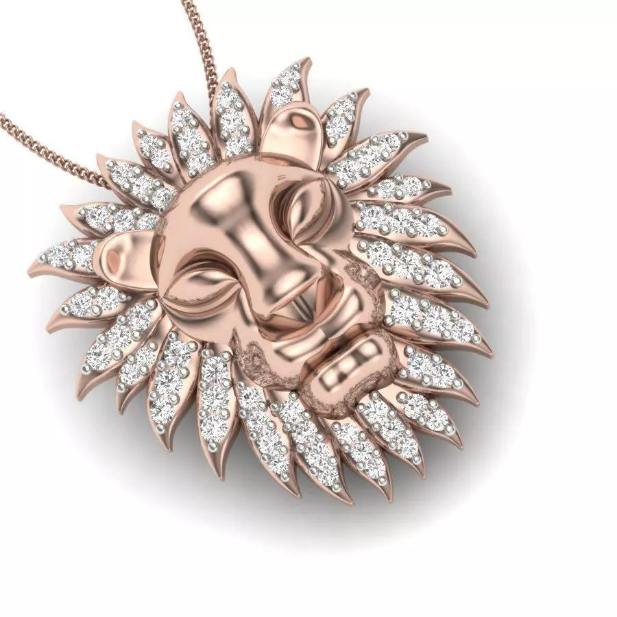 Lion Pendant 3dm render detail 3D print model 3D print model_0
