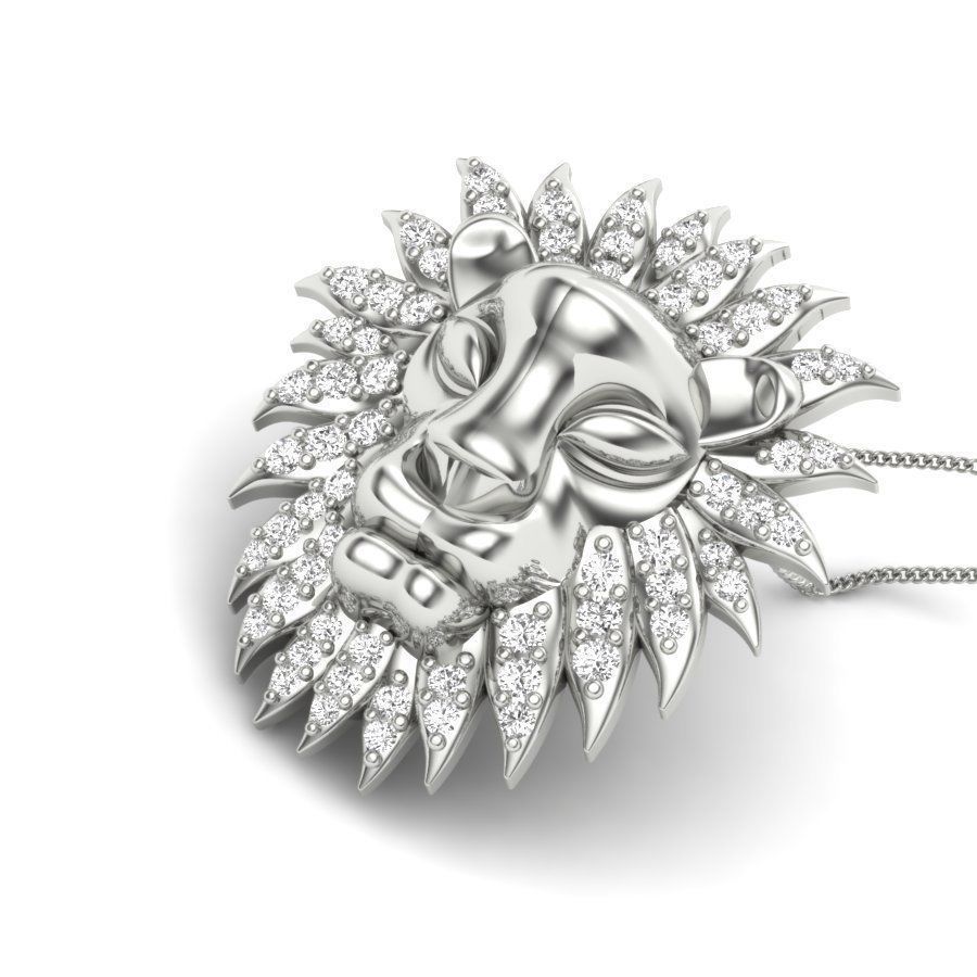 Lion Pendant 3dm render detail 3D print model 3D print model_14