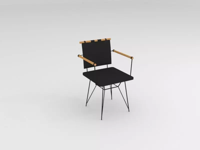 Leather Metal Chair 3D model_0