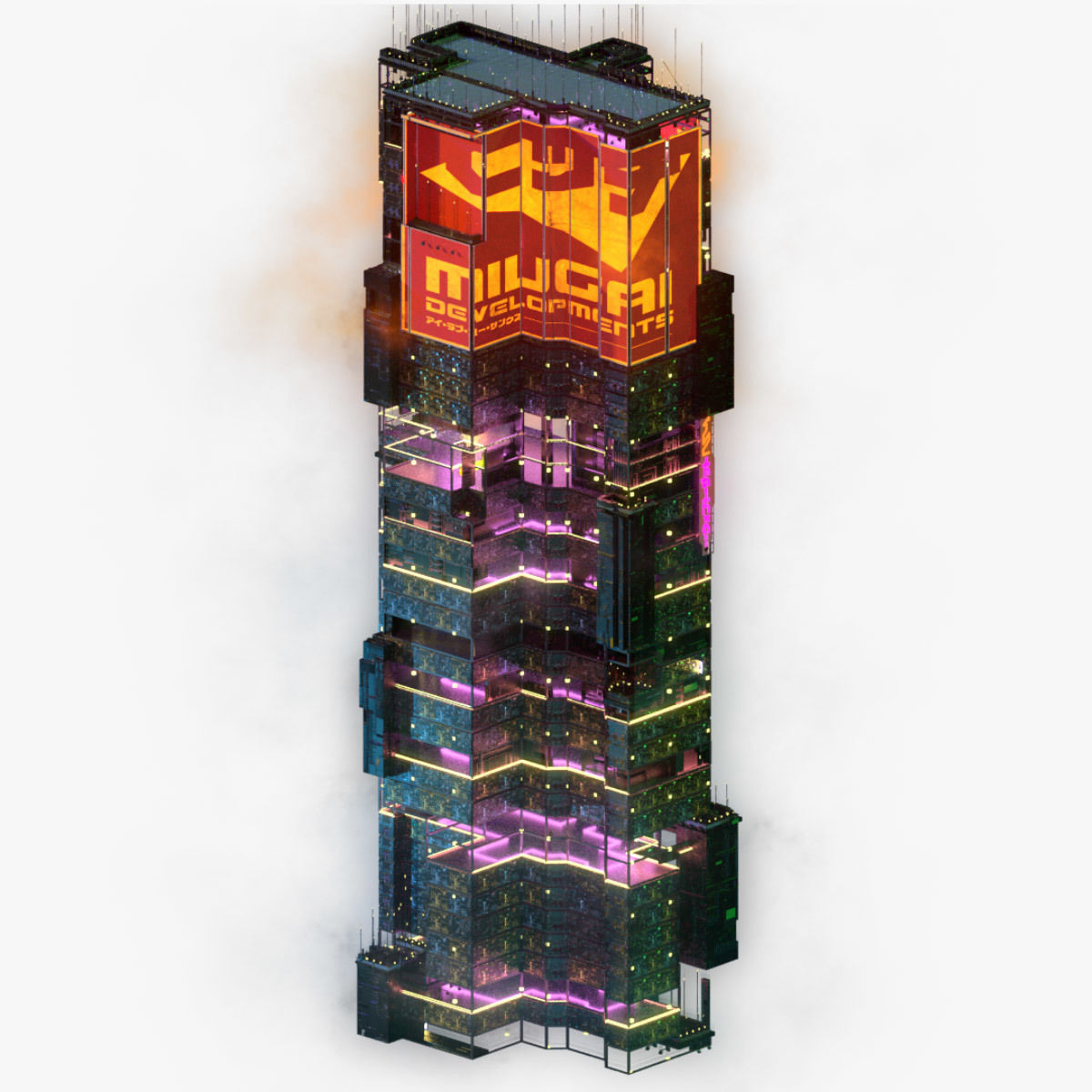 Sci-Fi Cyberpunk Futuristic City Skyscraper Building 27 3D model_5