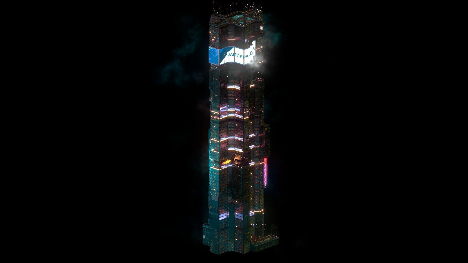 Sci-Fi Cyberpunk Futuristic City Skyscraper Building  26 3D model_1