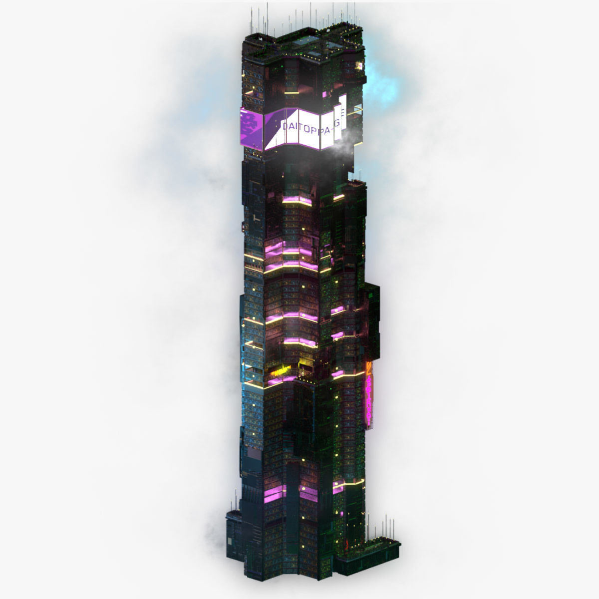Sci-Fi Cyberpunk Futuristic City Skyscraper Building  26 3D model_5