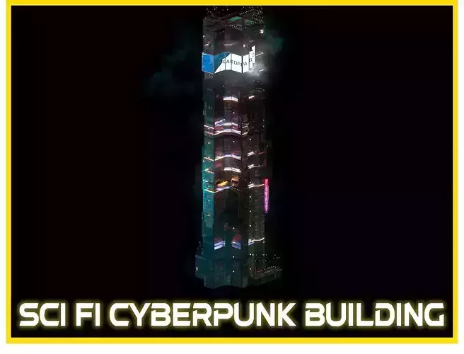 Sci-Fi Cyberpunk Futuristic City Skyscraper Building  26