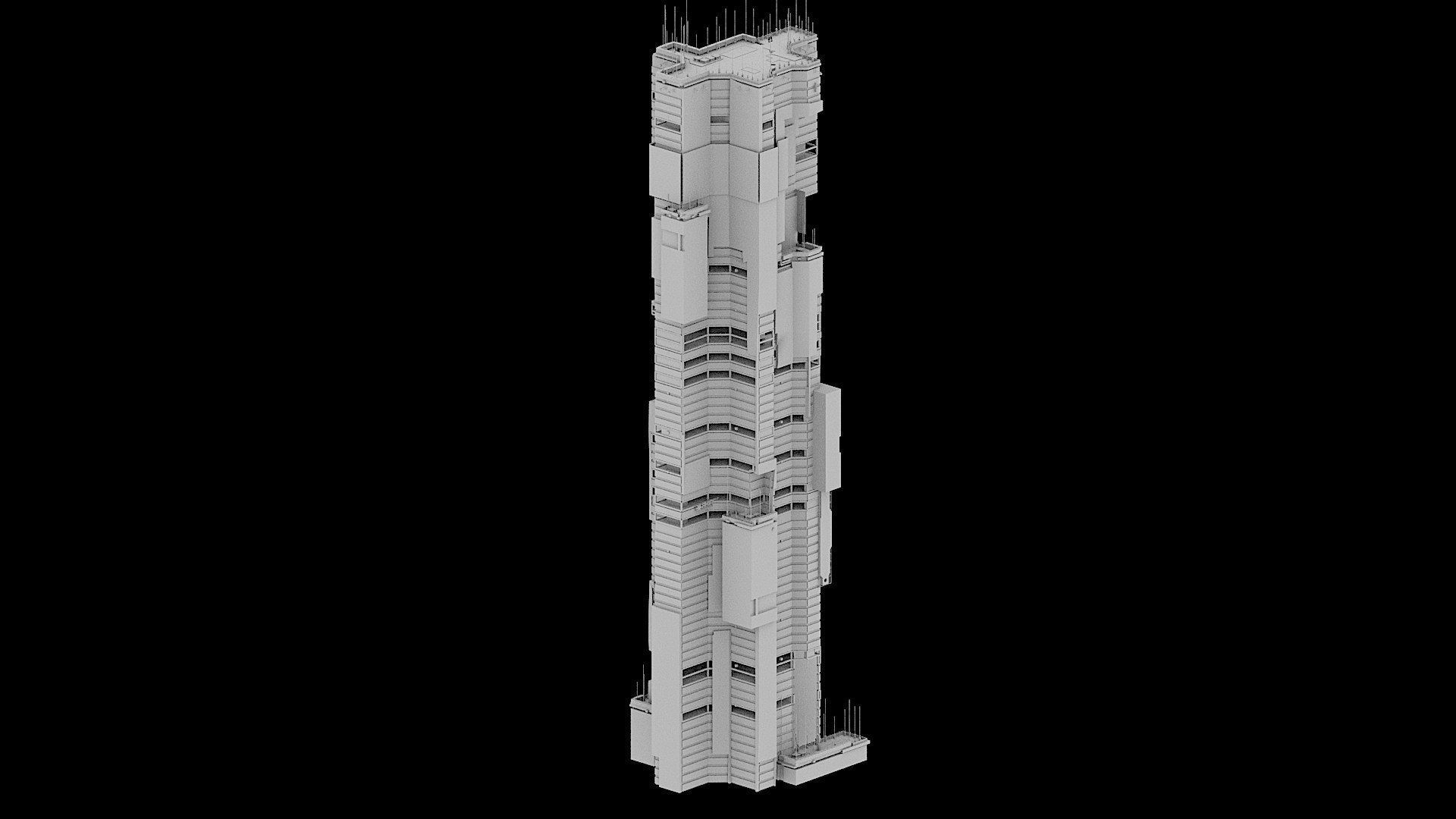 Sci-Fi Cyberpunk Futuristic City Skyscraper Building  26 3D model_2