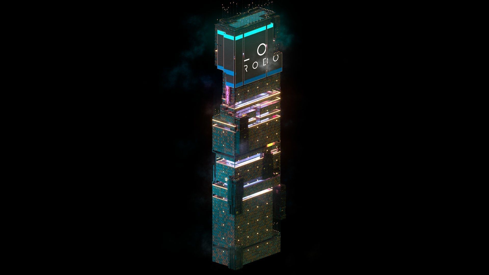Sci-Fi Cyberpunk Futuristic City Skyscraper Building 25 3D model_1