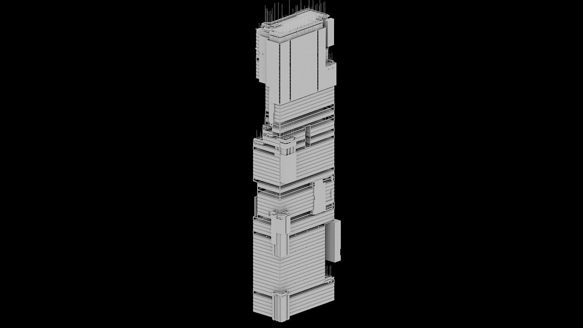 Sci-Fi Cyberpunk Futuristic City Skyscraper Building 25 3D model_2