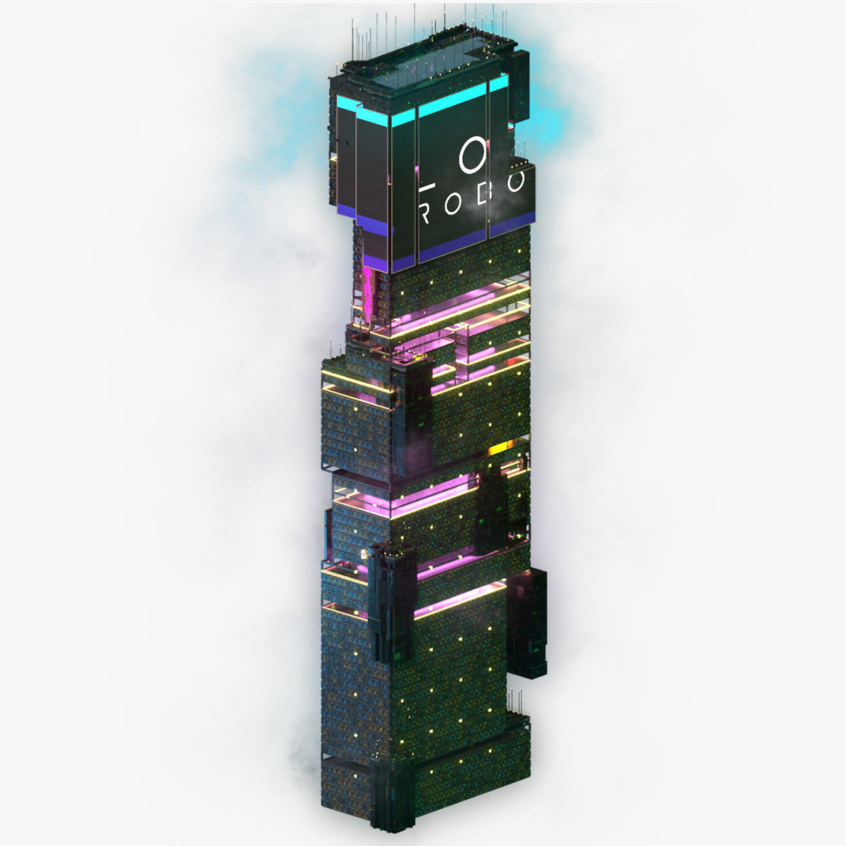 Sci-Fi Cyberpunk Futuristic City Skyscraper Building 25 3D model_5