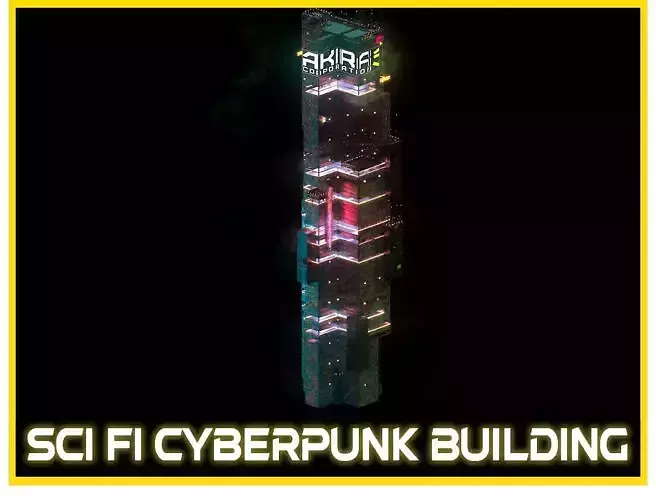 Sci-Fi Cyberpunk Futuristic City Skyscraper Building 24 3D model