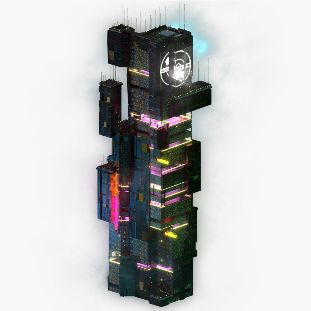 Sci-Fi Cyberpunk Futuristic City Skyscraper Building 23 3D model_5