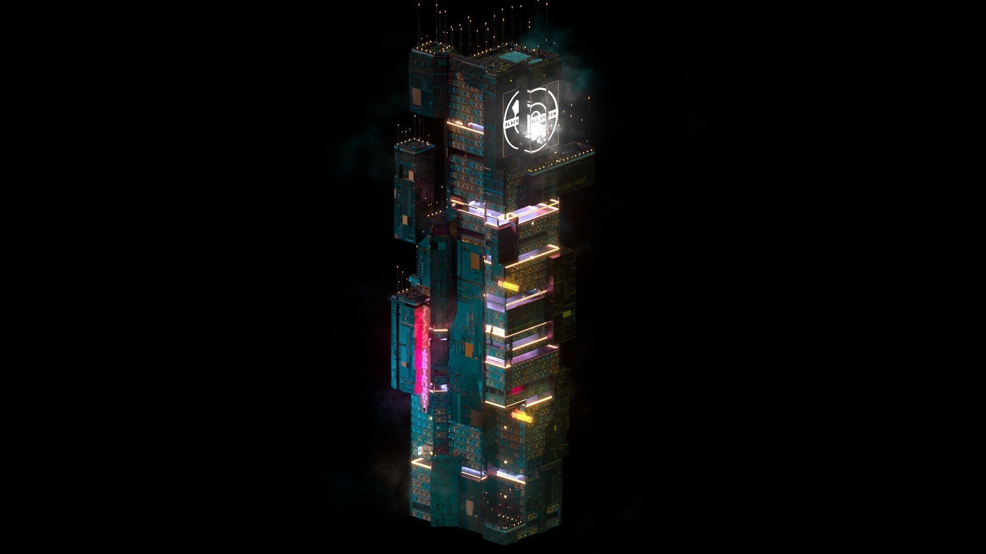 Sci-Fi Cyberpunk Futuristic City Skyscraper Building 23 3D model_1