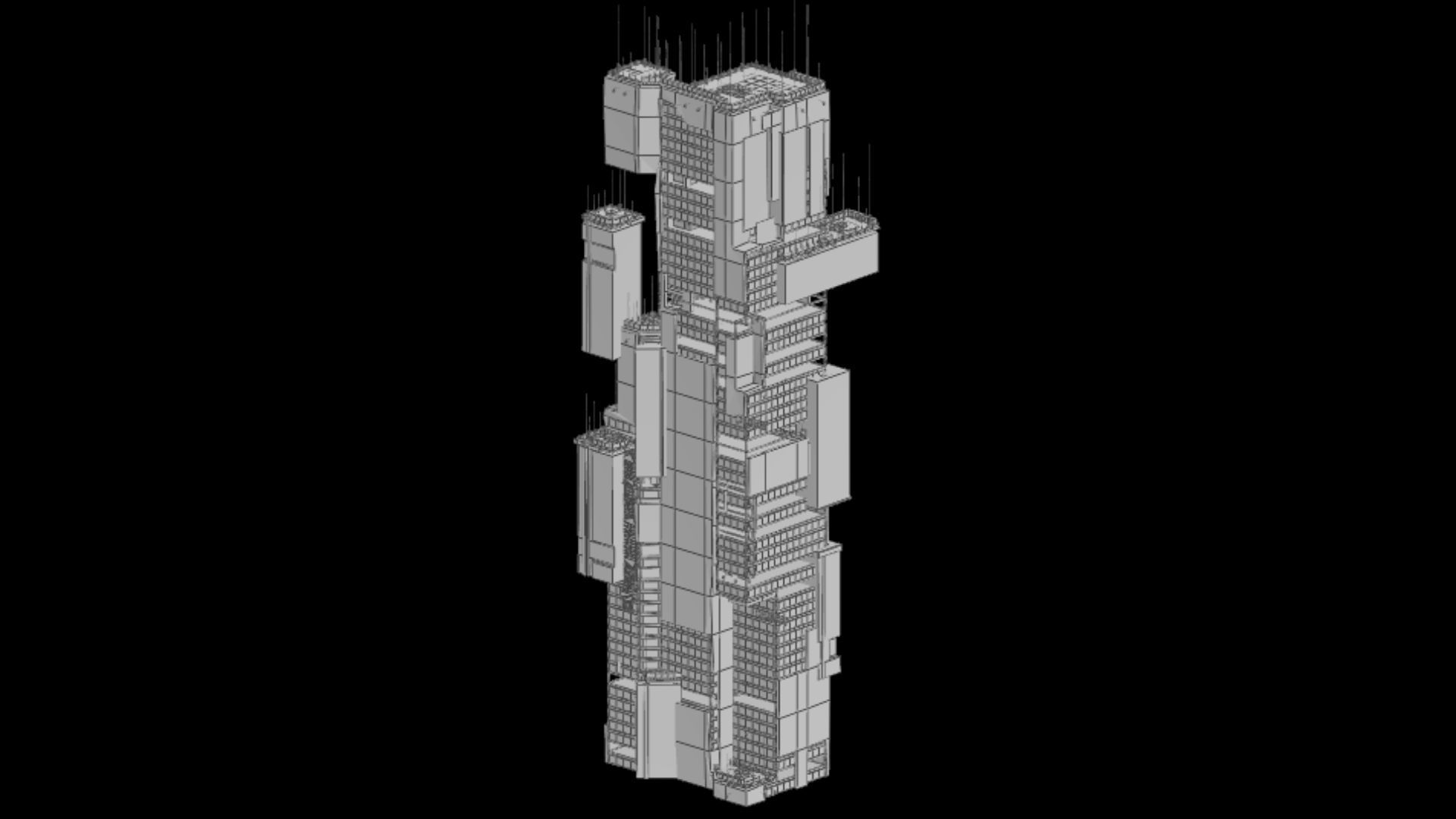 Sci-Fi Cyberpunk Futuristic City Skyscraper Building 23 3D model_6