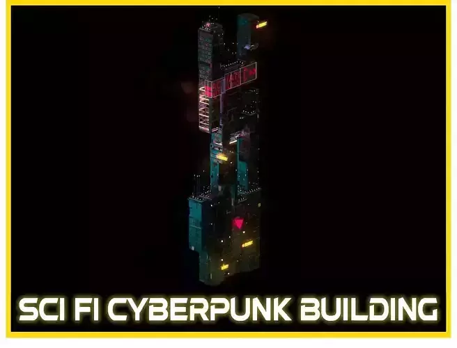 Sci-Fi Cyberpunk Futuristic City Skyscraper Building  21