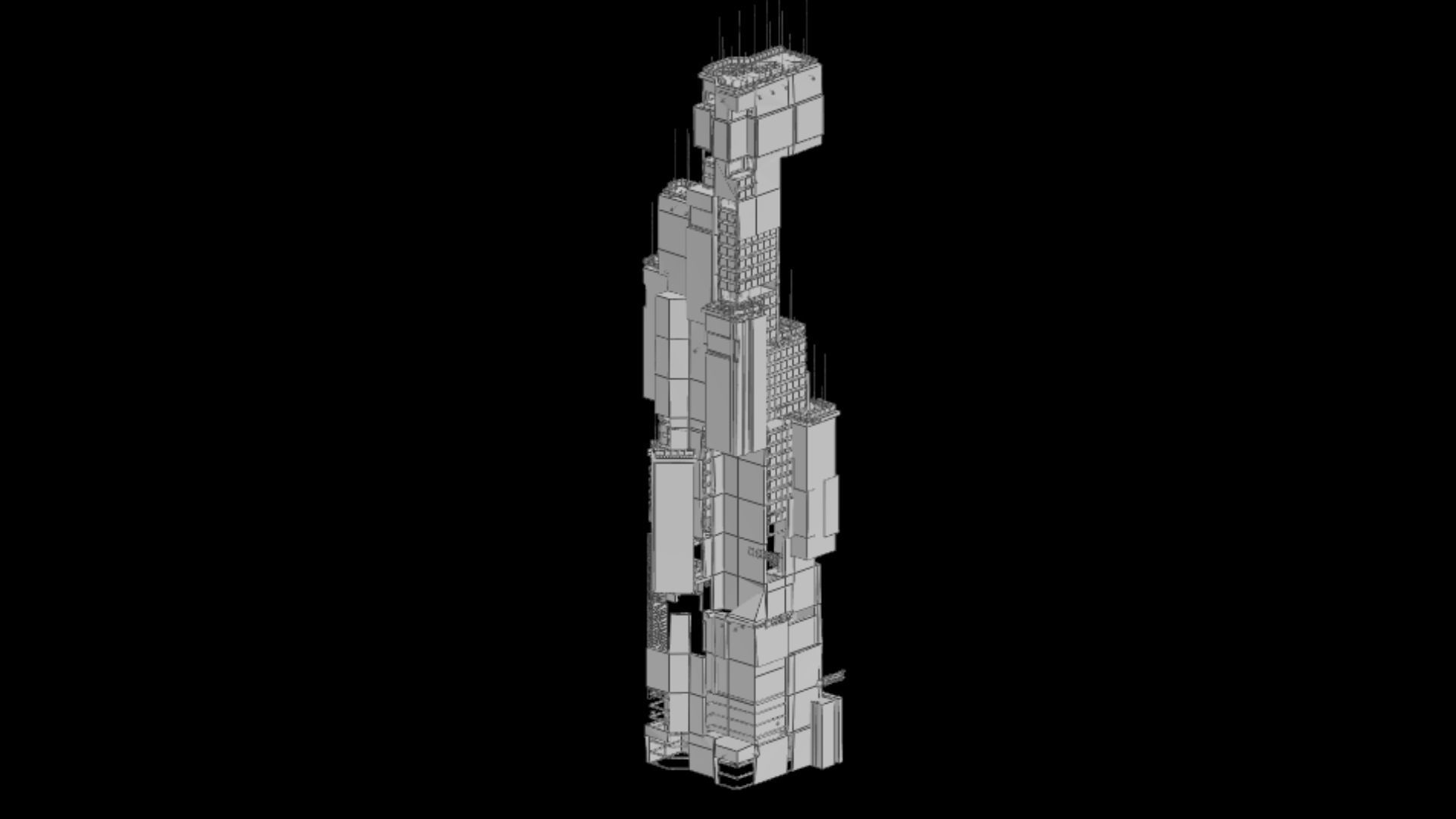 Sci-Fi Cyberpunk Futuristic City Skyscraper Building  20 3D model_6
