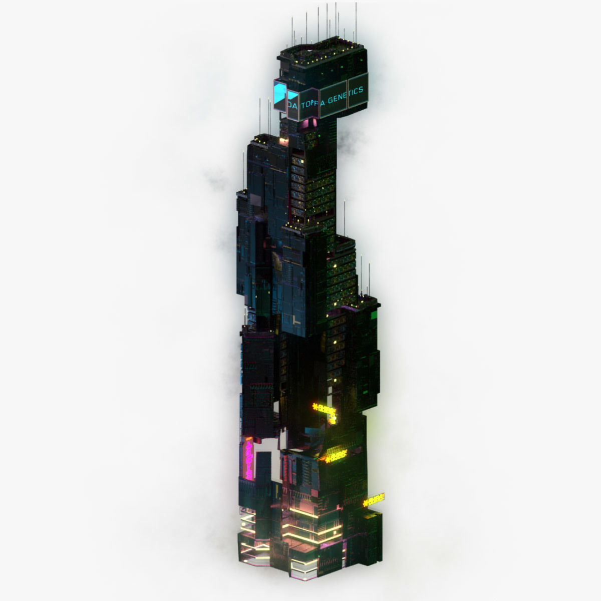 Sci-Fi Cyberpunk Futuristic City Skyscraper Building  20 3D model_5