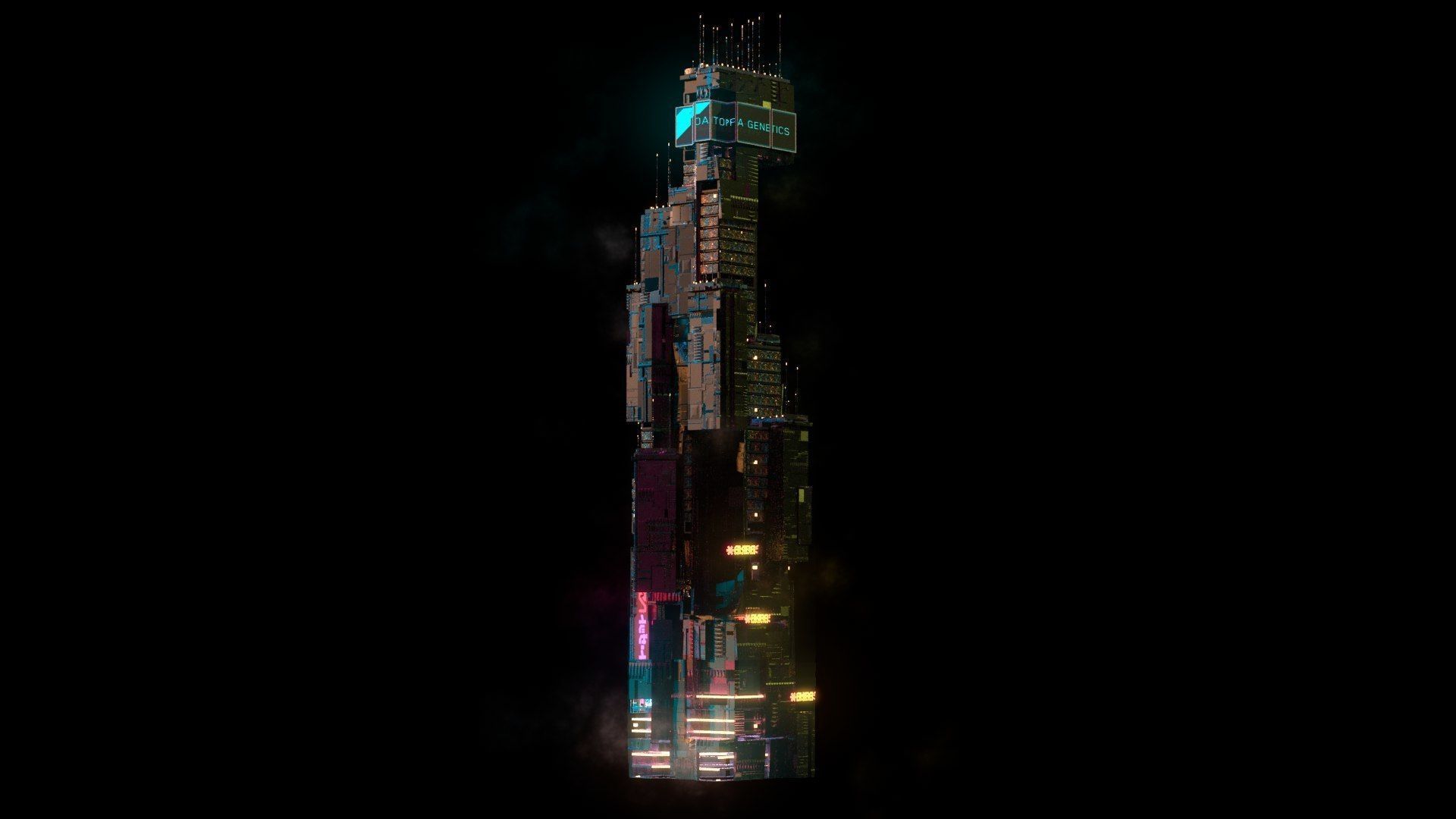 Sci-Fi Cyberpunk Futuristic City Skyscraper Building  20 3D model_3
