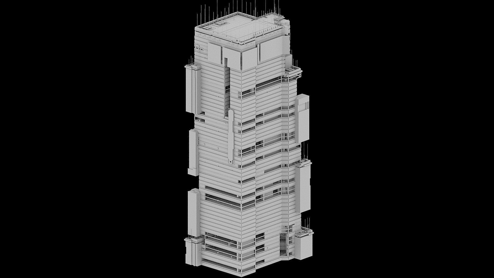 Sci-Fi Cyberpunk Futuristic City Skyscraper Building  19 3D model_2