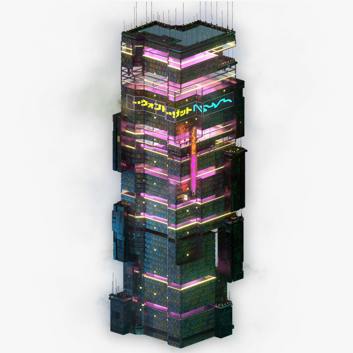 Sci-Fi Cyberpunk Futuristic City Skyscraper Building  18 3D model_5