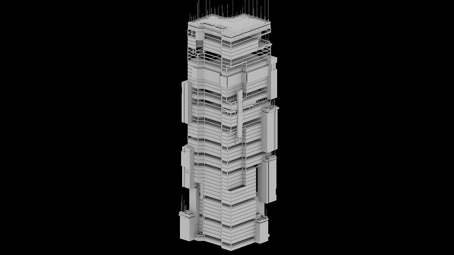Sci-Fi Cyberpunk Futuristic City Skyscraper Building  18 3D model_2