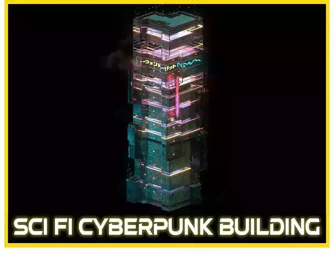 Sci-Fi Cyberpunk Futuristic City Skyscraper Building  18 3D model