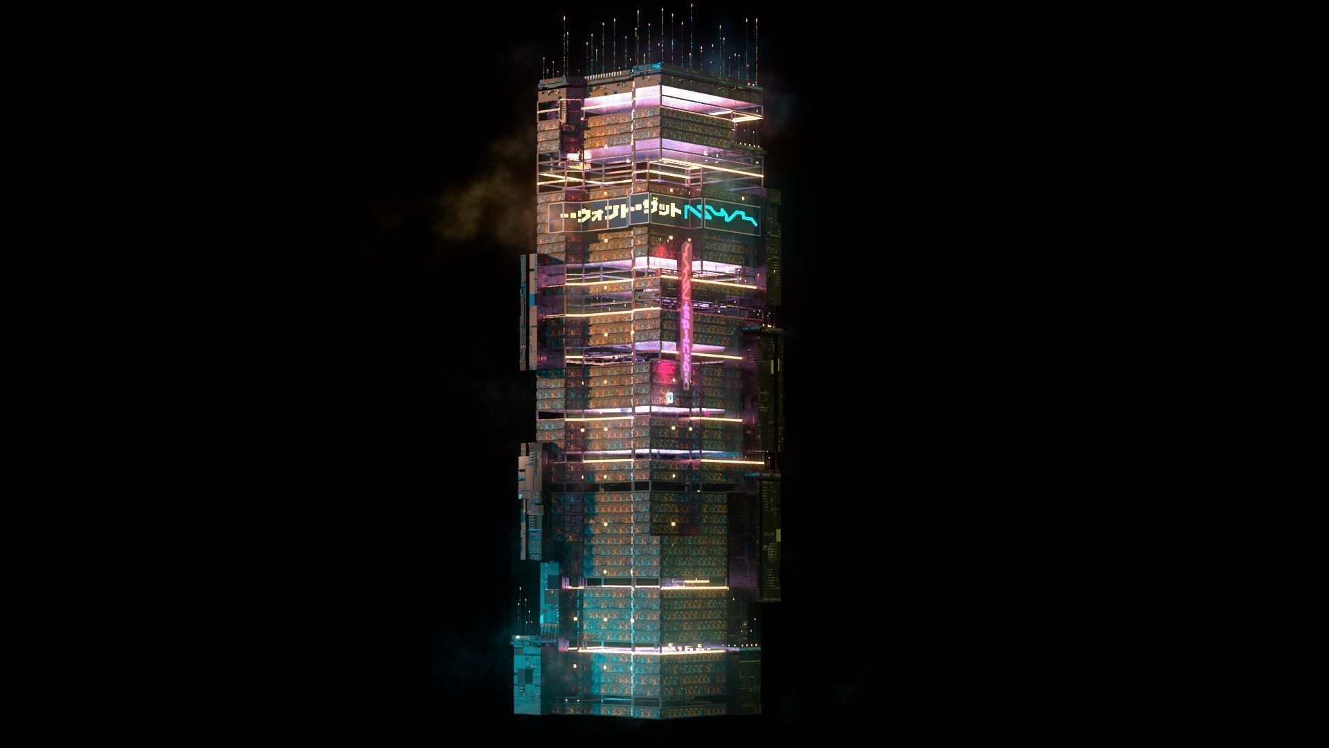 Sci-Fi Cyberpunk Futuristic City Skyscraper Building  18 3D model_3