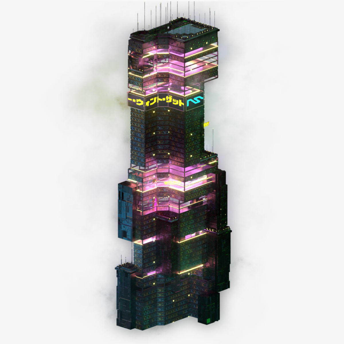 Sci-Fi Cyberpunk Futuristic City Skyscraper Building  17 3D model_5