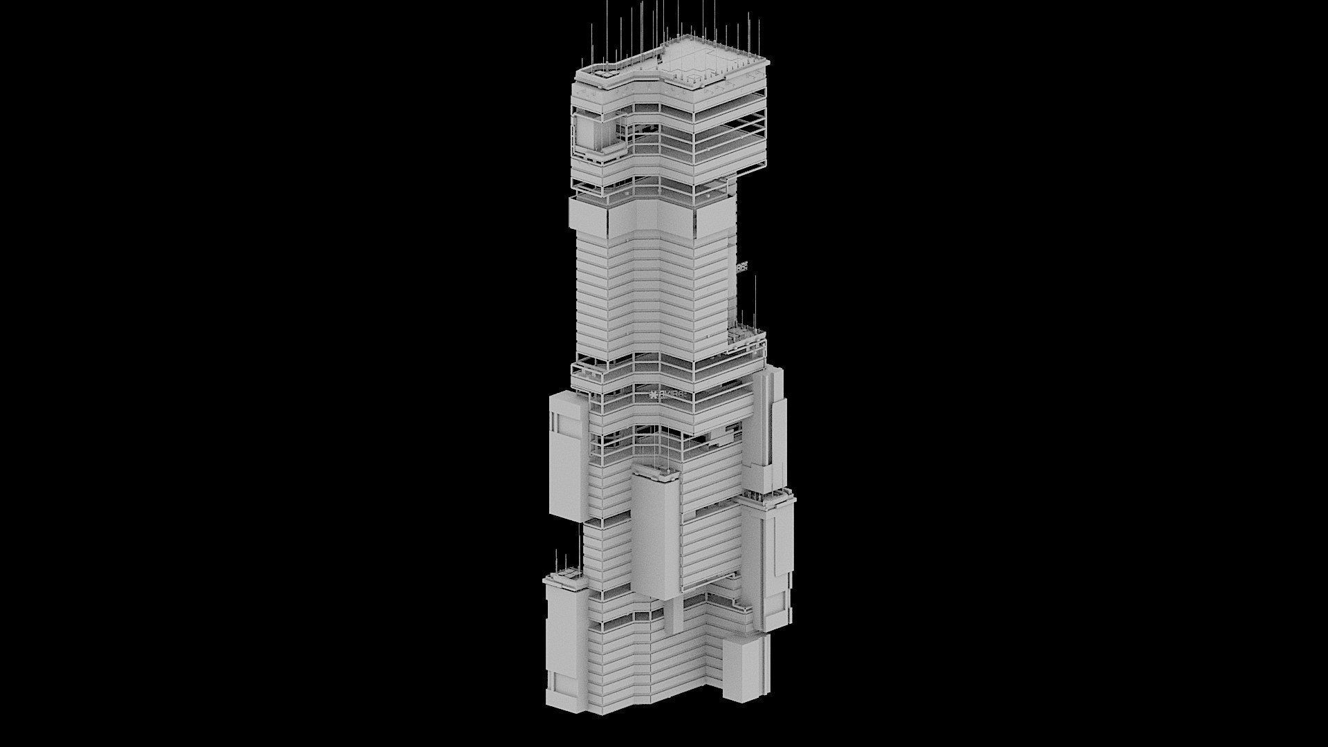 Sci-Fi Cyberpunk Futuristic City Skyscraper Building  17 3D model_2