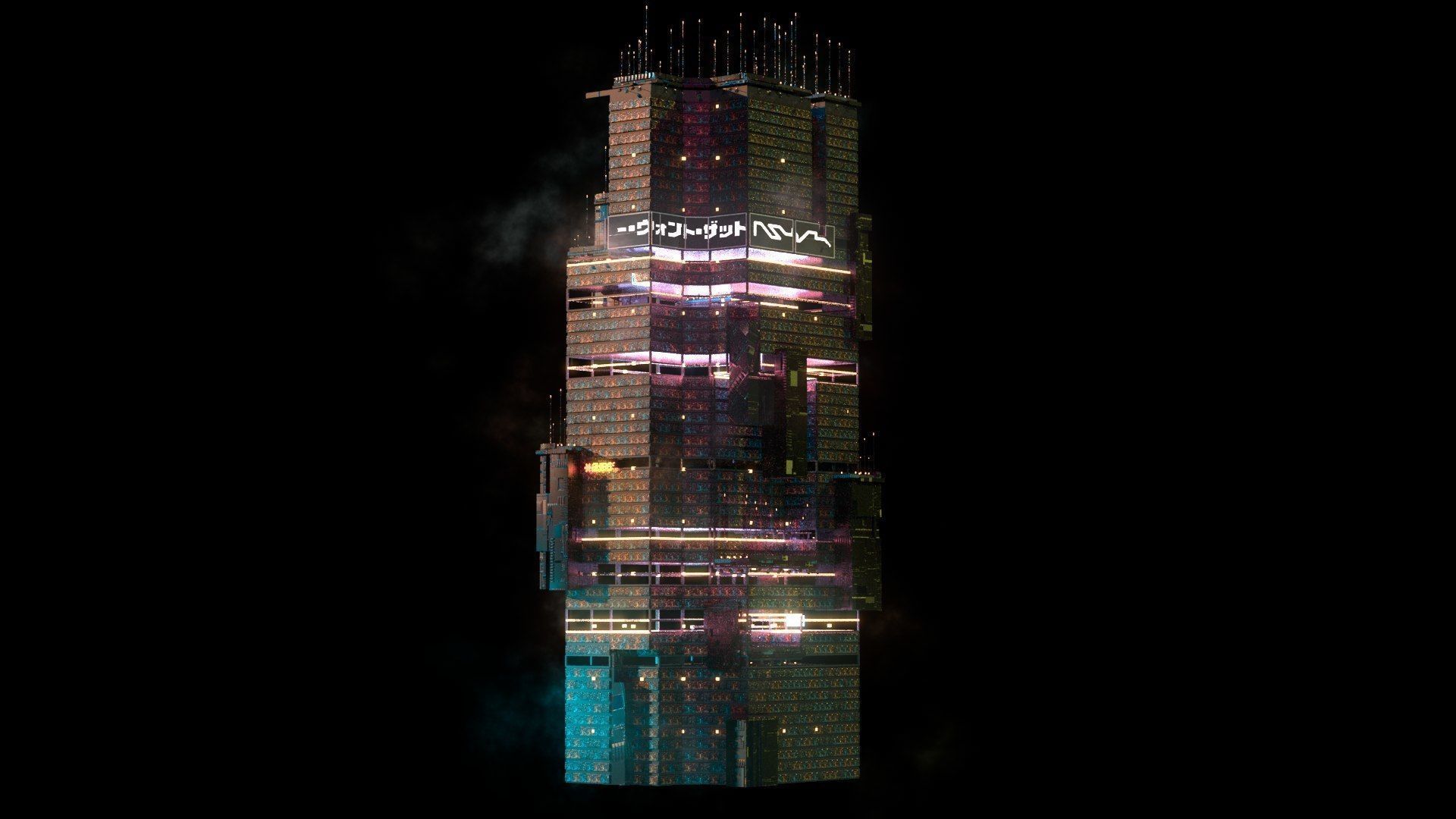 Sci-Fi Cyberpunk Futuristic City Skyscraper Building  16 3D model_3