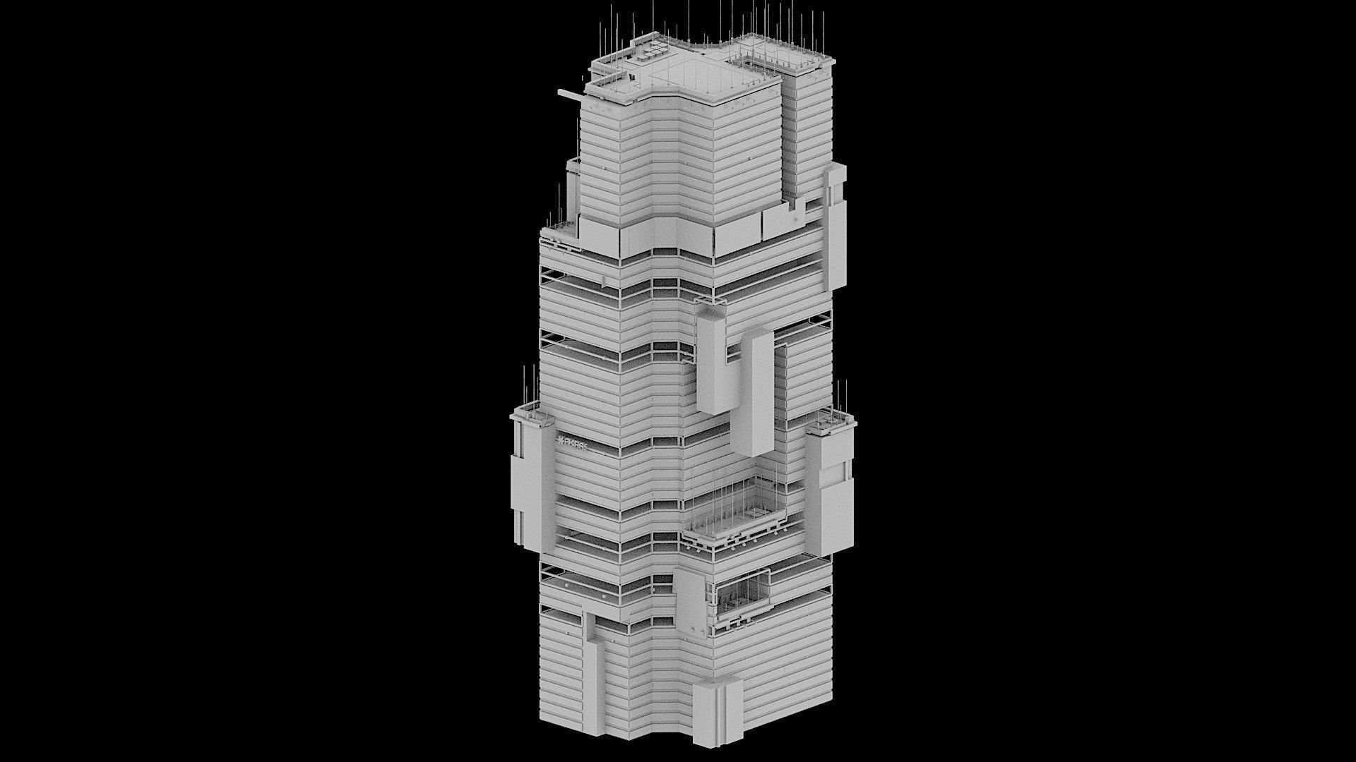 Sci-Fi Cyberpunk Futuristic City Skyscraper Building  16 3D model_2