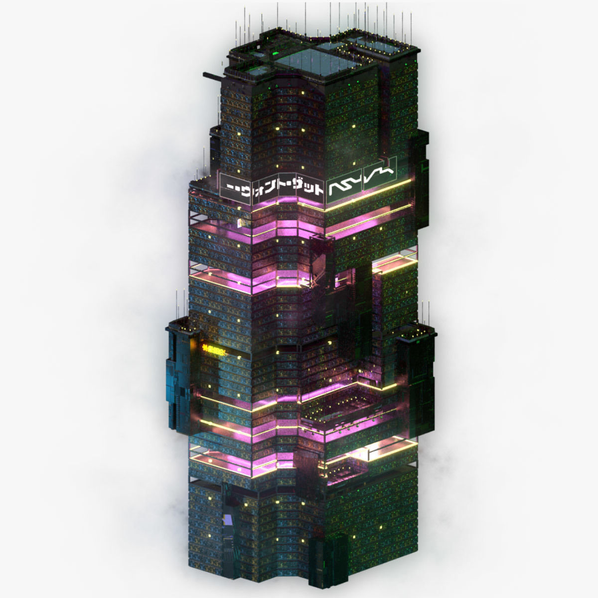 Sci-Fi Cyberpunk Futuristic City Skyscraper Building  16 3D model_5