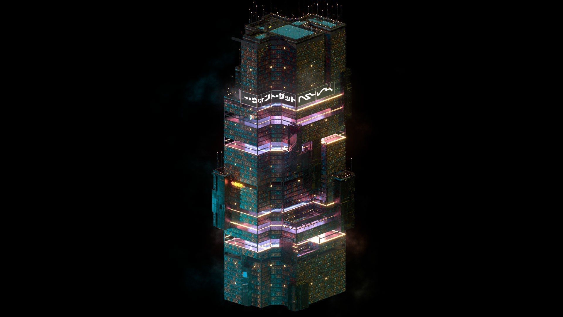 Sci-Fi Cyberpunk Futuristic City Skyscraper Building  16 3D model_1