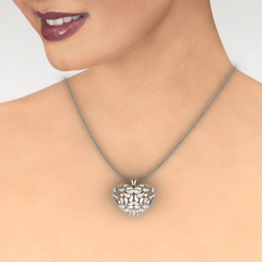 Women Heart pendant 3dm render detail 3D print model_12