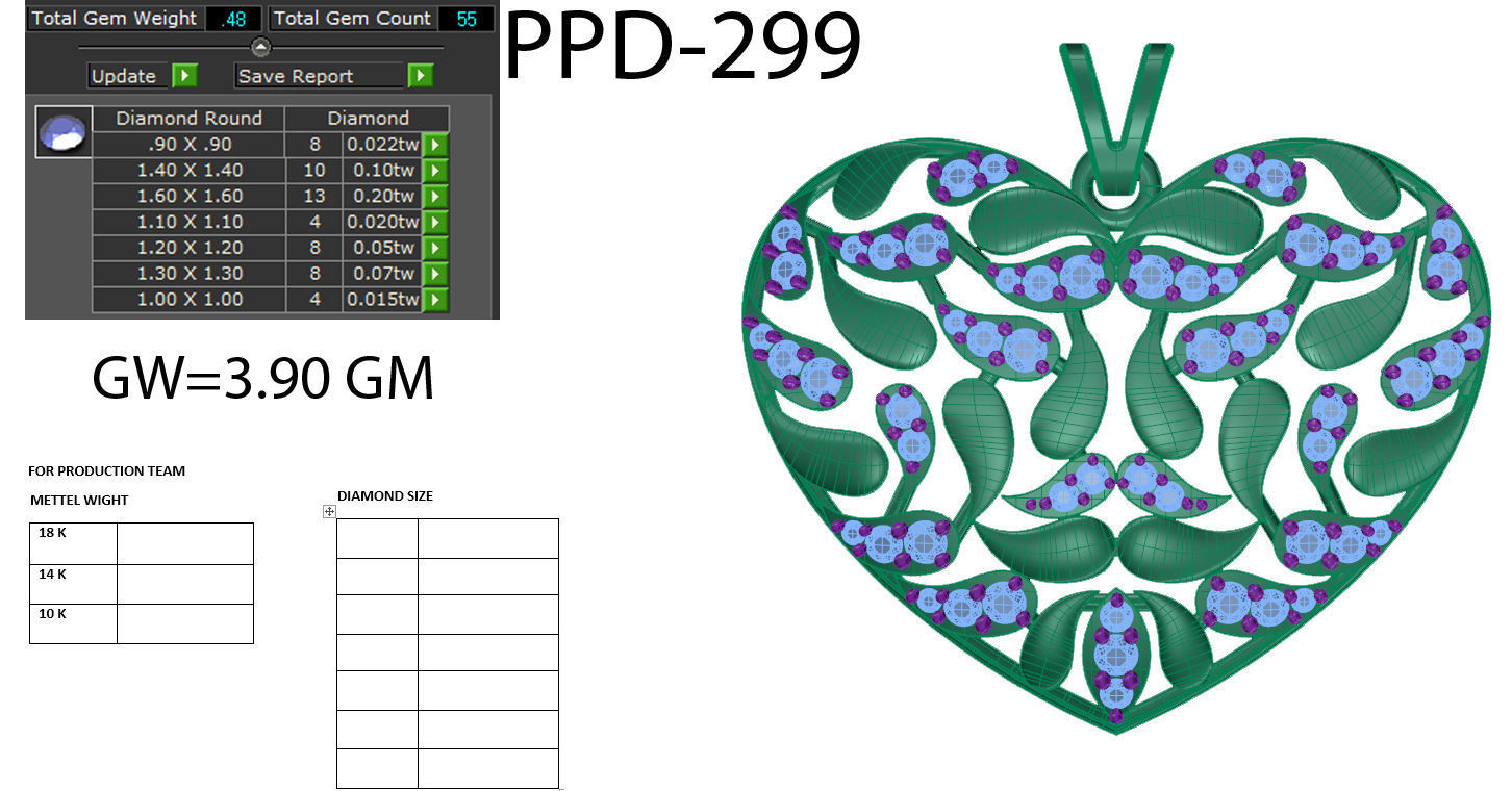 Women Heart pendant 3dm render detail 3D print model_18