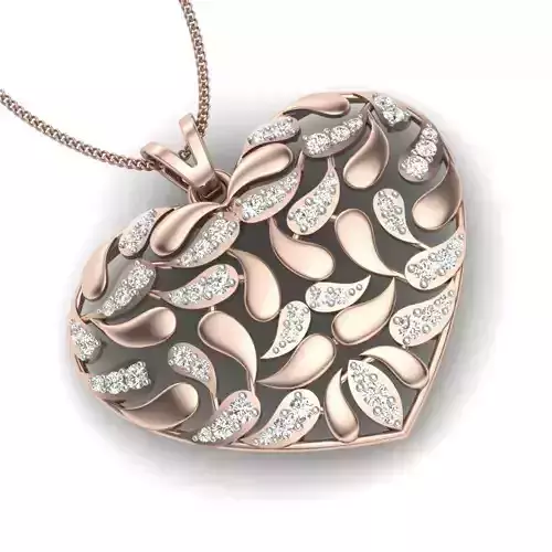 Women Heart pendant 3dm render detail 