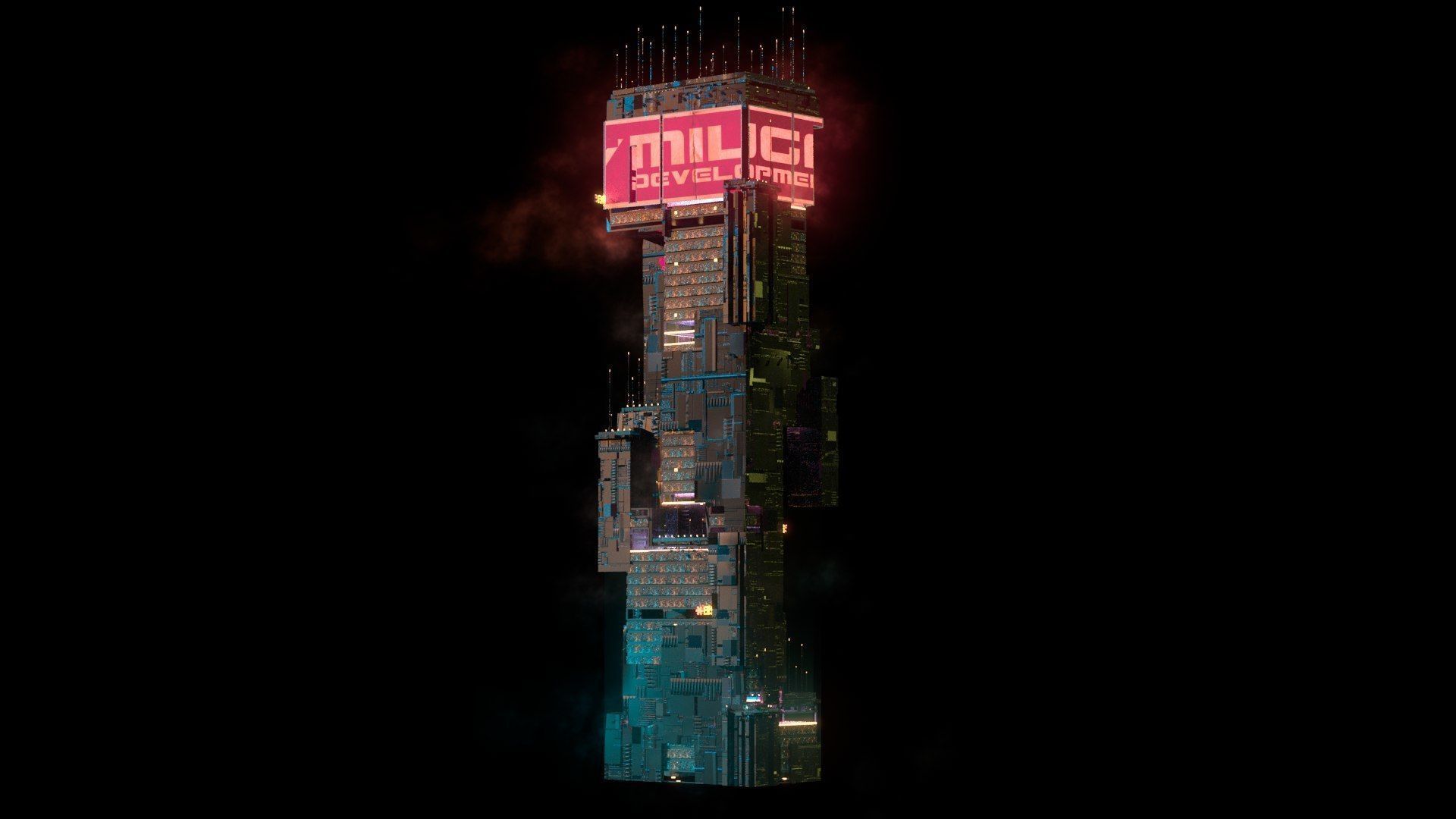 Sci-Fi Cyberpunk Futuristic City Skyscraper Building  15 3D model_3