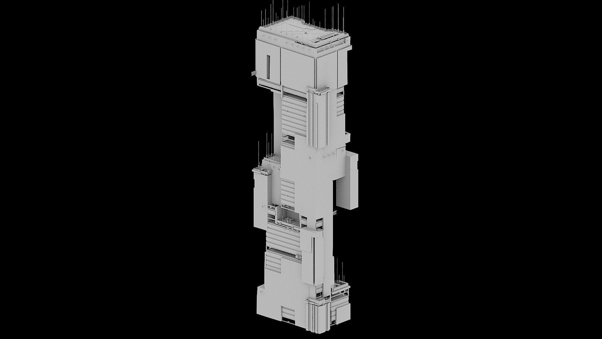 Sci-Fi Cyberpunk Futuristic City Skyscraper Building  15 3D model_2