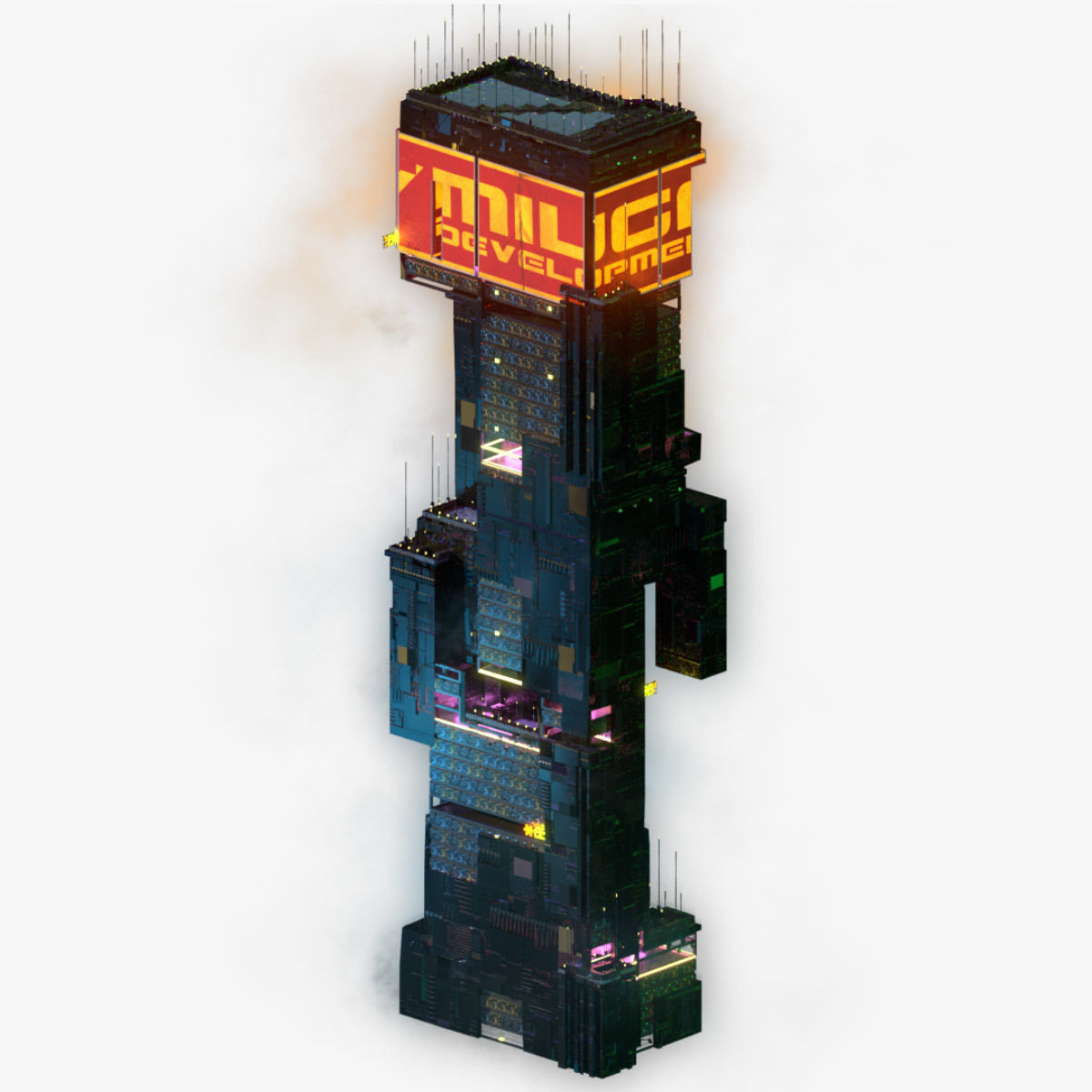 Sci-Fi Cyberpunk Futuristic City Skyscraper Building  15 3D model_5