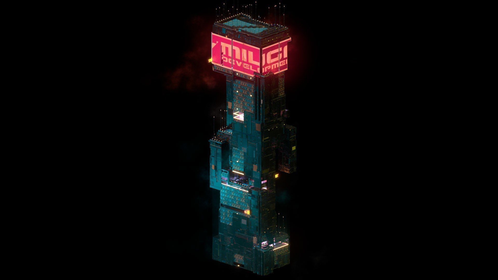 Sci-Fi Cyberpunk Futuristic City Skyscraper Building  15 3D model_1