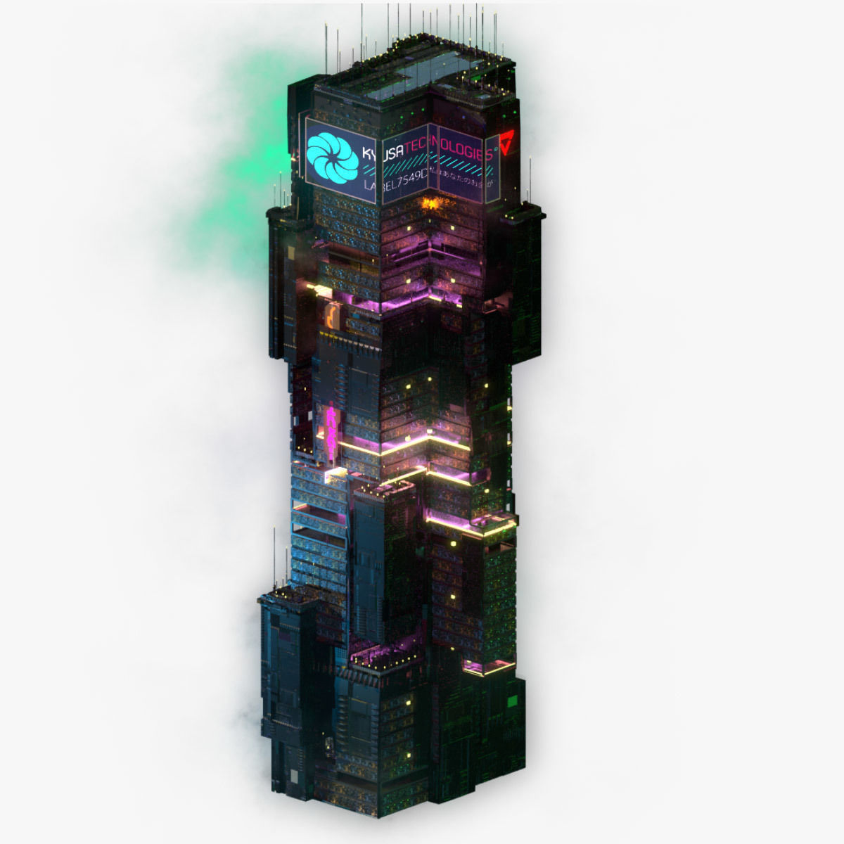 Sci-Fi Cyberpunk Futuristic City Skyscraper Building  14 3D model_5