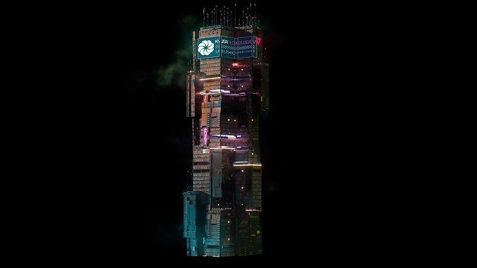 Sci-Fi Cyberpunk Futuristic City Skyscraper Building  14 3D model 4
