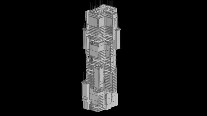 Sci-Fi Cyberpunk Futuristic City Skyscraper Building  14 3D model 7