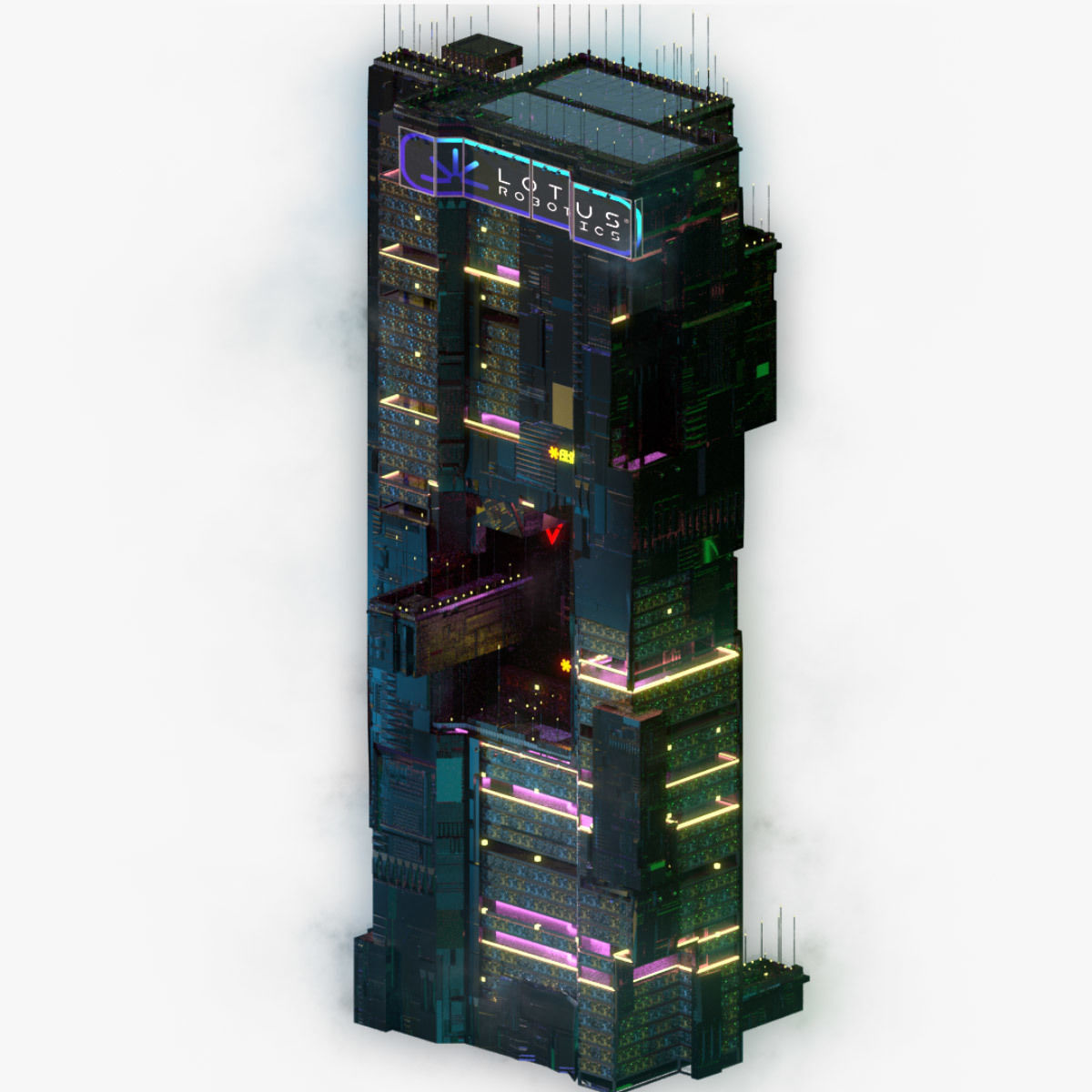 Sci-Fi Cyberpunk Futuristic City Skyscraper Building  13 3D model_5