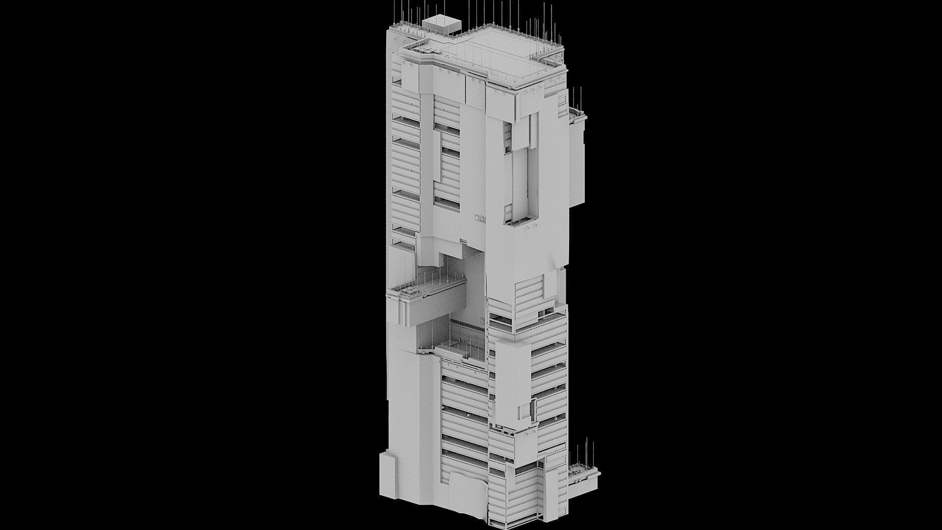 Sci-Fi Cyberpunk Futuristic City Skyscraper Building  13 3D model_2