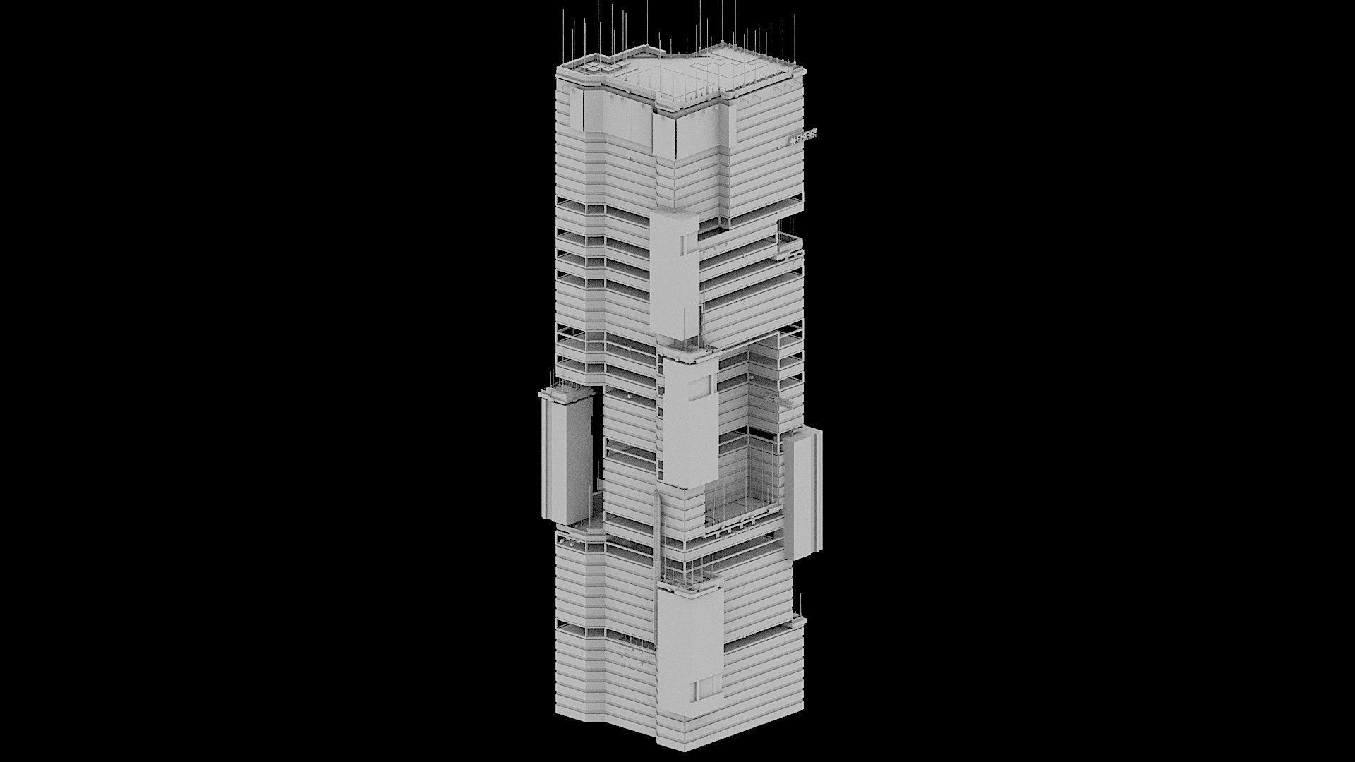 Sci-Fi Cyberpunk Futuristic City Skyscraper Building  12 3D model_2
