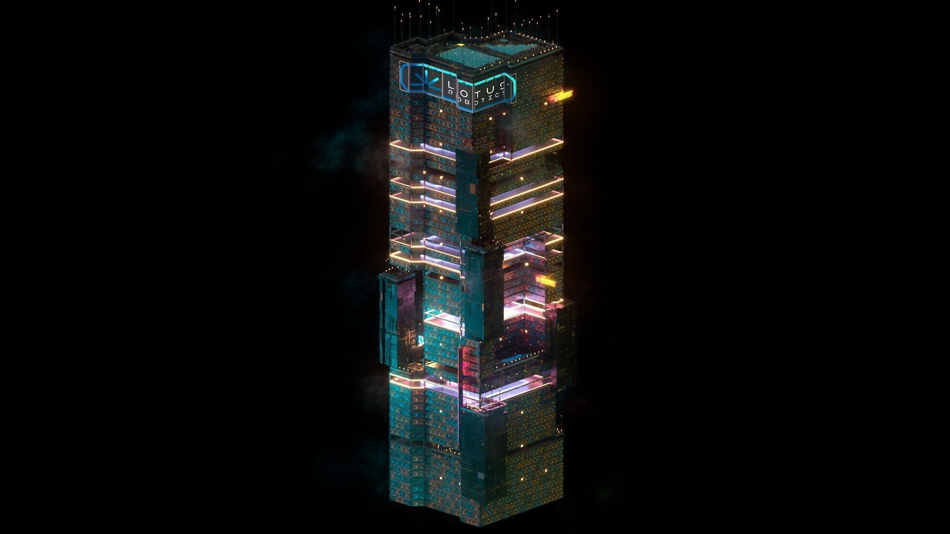 Sci-Fi Cyberpunk Futuristic City Skyscraper Building  12 3D model_1