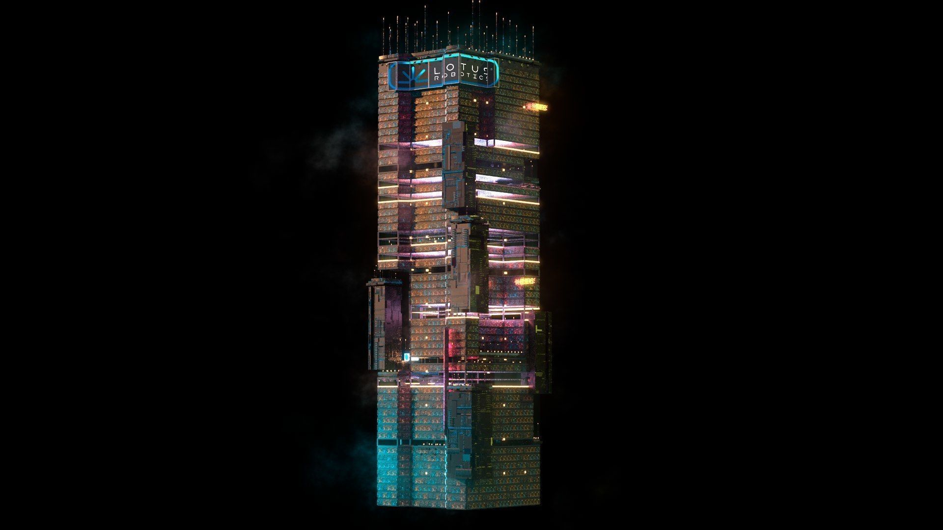 Sci-Fi Cyberpunk Futuristic City Skyscraper Building  12 3D model_3