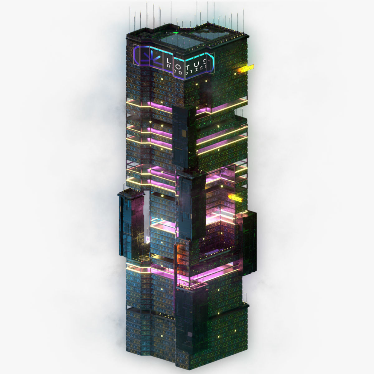 Sci-Fi Cyberpunk Futuristic City Skyscraper Building  12 3D model_5