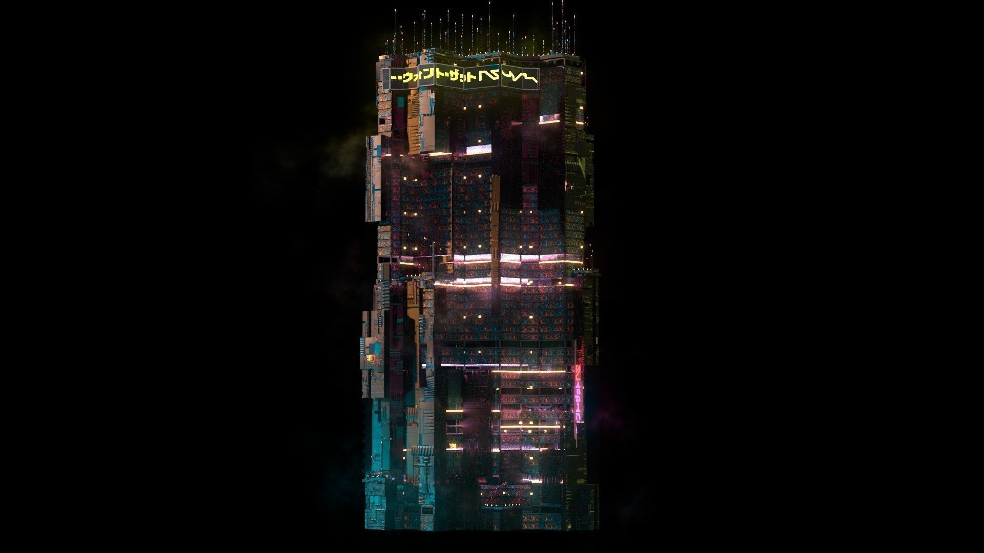 Sci-Fi Cyberpunk Futuristic City Skyscraper Building  11 3D model_3